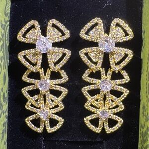 Elegant Gold and Silver Bow Earrings